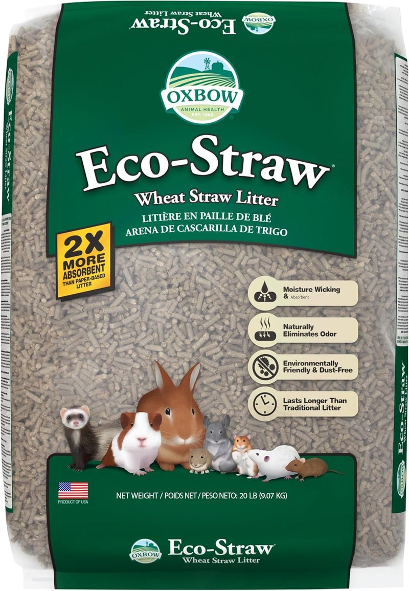 Oxbow Eco-Straw Wheat Straw Litter for Small Animals - 20 lb Dust-Free, Moisture Wicking Pellets for Rabbits, Guinea Pigs, Ferrets, and Cats - Image 1